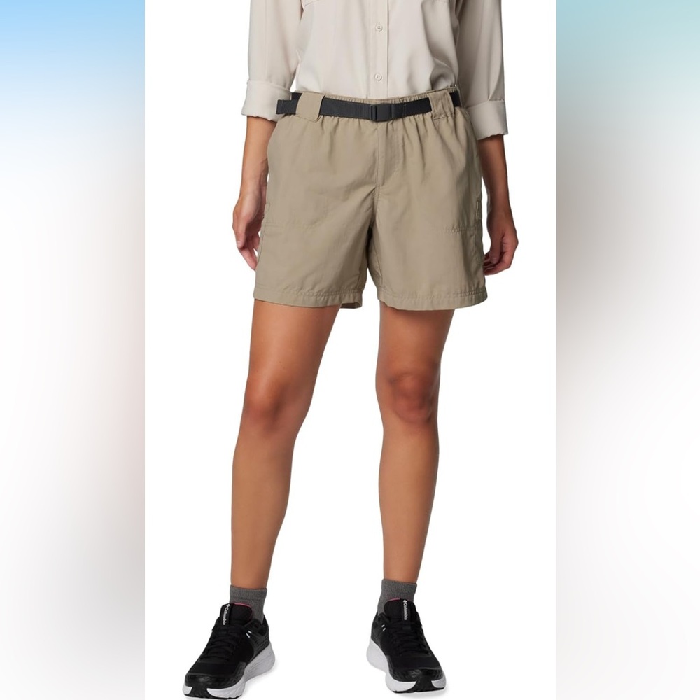 94. Columbia Walnut River Khaki Belted Cargo Shorts - Picture 5 of 10